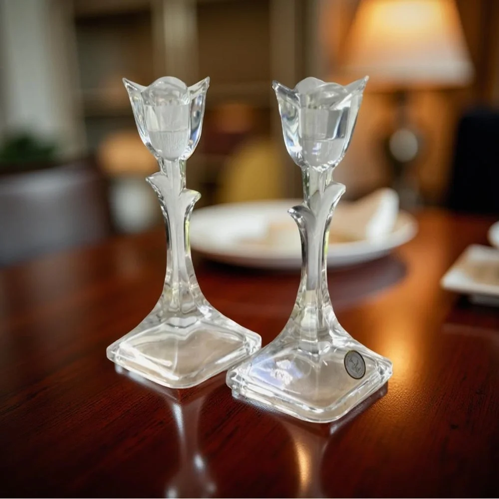 Elegant Crystal Tulip Candle Holders